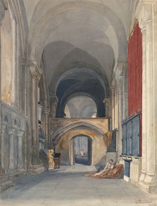 Norwich Kathedrale: Innenansicht des nördlichen Seitenschiffs des Chors, Blick nach Osten von John Sell Cotman