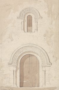 Westportal und Fenster in der Kirche von Ham bei Valognes, Normandie von John Sell Cotman