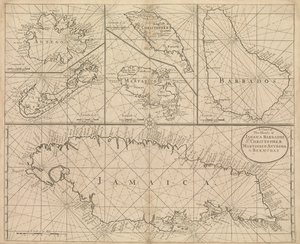 Karte von Jamaika, Barbados, St. Christopher, Martinique, Antigua und Bermuda
