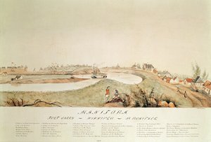Manitoba, zeigt eine Handelsstation der Hudson Bay Company, 1871
