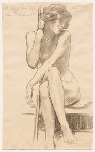 Weiblicher Akt auf einer niedrigen Bank sitzend von John Singer Sargent