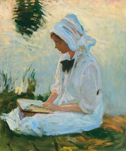 Mädchen liest am Bach, ca. 1888