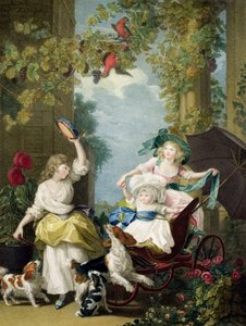 Ihre Königlichen Hoheiten die Prinzessinnen Mary (1776-1857), Sophia (1777-1848) und Amelia (1783-1810), graviert von Francesco Bartolozzi (1727-1815), veröffentlicht vom Künstler, 1792 (Punktstich)