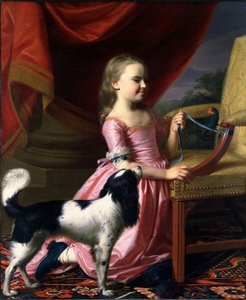 Junge Dame mit einem Vogel und einem Hund von John Singleton Copley
