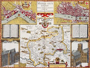 Middlesex beschrieben mit den berühmtesten Städten London und Westminster, aus Speeds 