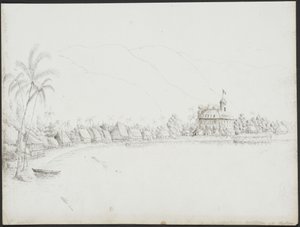 Ansicht von Papeete vom Hafen aus, November 1845 von John Speer