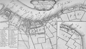 Ein Plan von Rotherhithe von John Stow