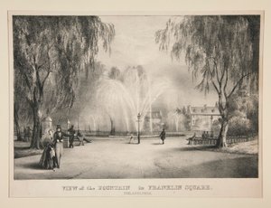 Ansicht des Brunnens im Franklin Square, Philadelphia