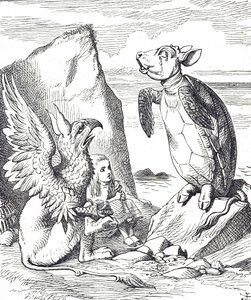 Alice, Mock Turtle und der Greif aus Alice im Wunderland