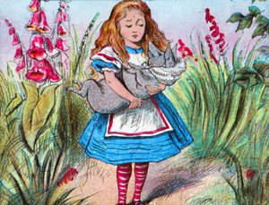 Alice hält ein Schwein in ihren Armen, ca. 1910 von John Tenniel