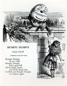 Humpty Dumpty, Illustration zum Kinderreim von Lewis Carroll (1832-98) von John Tenniel