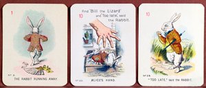 Drei Happy Family Karten mit Figuren aus Alice im Wunderland von Lewis Carroll von John Tenniel