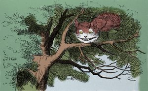 (Detail): Alice und die Katze, Illustration von Sir John Tenniel für die Erstausgabe des Märchens Alice im Wunderland von dem englischen Schriftsteller Lewis Carroll (Charles Lutwidge Dodgson) (1832-1898). von John Tenniel