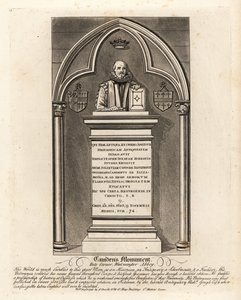 Grabdenkmal für den elisabethanischen Antiquar und Herold William Camden, gestorben 1623, in der Poets Corner, Westminster Abbey