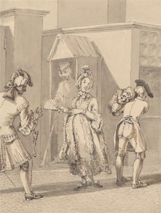 Hogarth trägt das kranke Kind seines Meisters um Leicester Fields. Der Boden von Leicester House. von John Thomas Smith