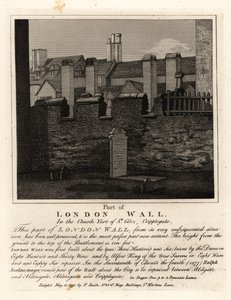 Teil der alten Londoner Mauer im Kirchhof von St Giles, Cripplegate, London von John Thomas Smith