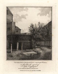 Überreste der römischen Londoner Mauer im Kirchhof von St Giles, Cripplegate von John Thomas Smith