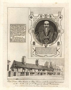 Van Dun’s Armenhäuser in Petty France, mit seinem Wanddenkmal in der St. Margaret’s Kirche, Westminster von John Thomas Smith