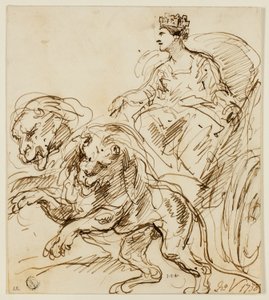 Kybele auf einem von Löwen gezogenen Wagen von John Vanderbank