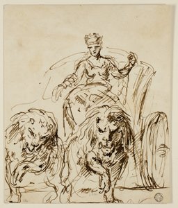 Kybele auf einem von Löwen gezogenen Wagen von John Vanderbank