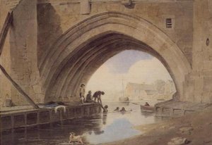 Kinder schwimmen unter der Ouse-Brücke in York
