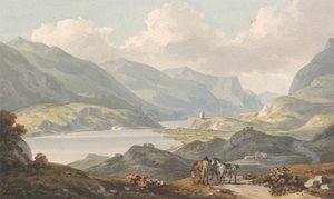 Die Seen von Llanberis - von der Straße von Caernarfon nach Llanberis, Caernarfonshire von John Warwick Smith