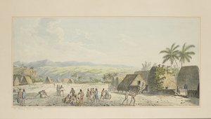19: Eine Binnenansicht auf Atooi, aus einer Serie von Aquarellen, die Captain Cooks letzte Reise illustrieren, ca. 1773-84 von John Webber
