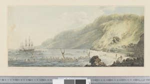 F.39 Eine Ansicht von Karakakooa, in Owyhee, um 1783-84 (Aquarell)
