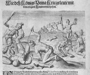 Kannibalismus, graviert von Theodor de Bry