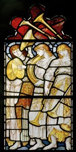 Musikalische Engel, Te Deum, Ostfenster, ca. 1888 (Buntglas) von John William Brown