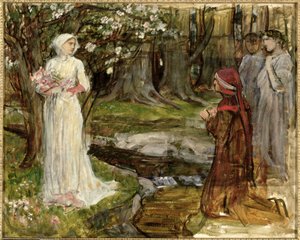 Dante und Beatrice, um 1916-17 von John William Waterhouse