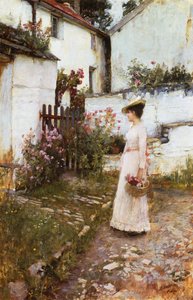 Sommerblumen in einem Garten in Devonshire sammeln von John William Waterhouse