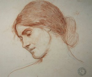 Kopf eines jungen Mädchens, nach links von John William Waterhouse