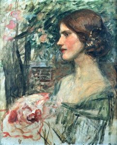Porträt einer Dame in einem grünen Kleid, oder Der Blumenstrauß, ca. 1908