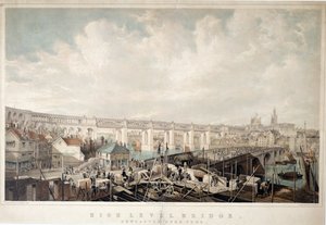 High Level Bridge, Newcastle upon Tyne, graviert von George Hawkins von John Wilson Carmichael