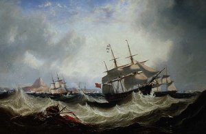 Schiffe vor Gibraltar bei schwerer See