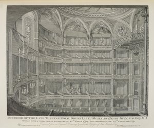 Innenraum des ehemaligen Theatre Royal, Drury Lane, in London, erbaut von Henry Holland, 1794, durch Feuer zerstört 1809, graviert von Dale, 1820 von John Winston