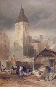 Abriss der Kirche St. Benet Fink, City of London, 1844 von John Wykeham Archer