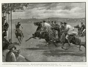 Polo bei Mondschein in Malta, das Spiel zwischen Armee- und Marine-Teams