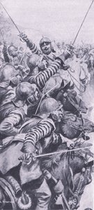 Kavalleriegefecht in der Schlacht von Edgehill, 23. Oktober 1642, Illustration aus British Battles on Land and Sea, 1915