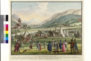 Kaiserliches russisches Lager am Neurauth in Innsbruck 1799 von Jokob Placidus Altmutter
