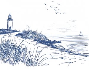 Küsten-Leuchtturm-Skizze