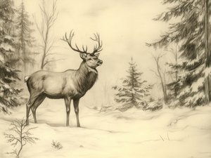 Majestätischer Winterhirsch