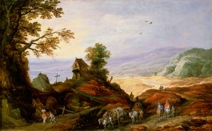 Landschaft mit einer Kapelle auf einem Hügel, spätes 16. oder 17. Jahrhundert