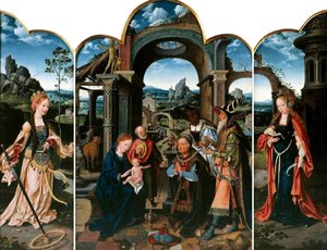 Die Anbetung der Könige mit Sigismund I. von Polen von Joos van Cleve