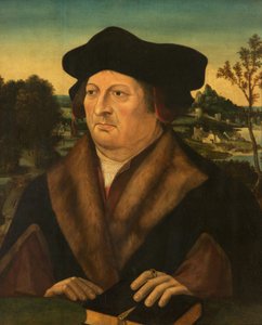 Porträt eines Gentlemans in einer Landschaft von Joos van Cleve