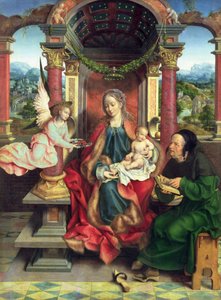 Die Heilige Familie, Mittelteil eines Triptychons, ca. 1530 von Joos van Cleve