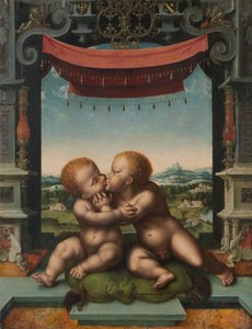 Die Kinder Christus und Johannes der Täufer umarmen sich, 1520-25