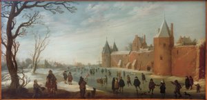 Schlittschuhläufer im Stadtgraben von Joost Cornelisz. Droochsloot
