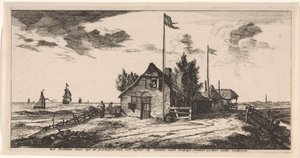 Posthaus mit einem Postboten auf der Ausschau von Joost van Geel